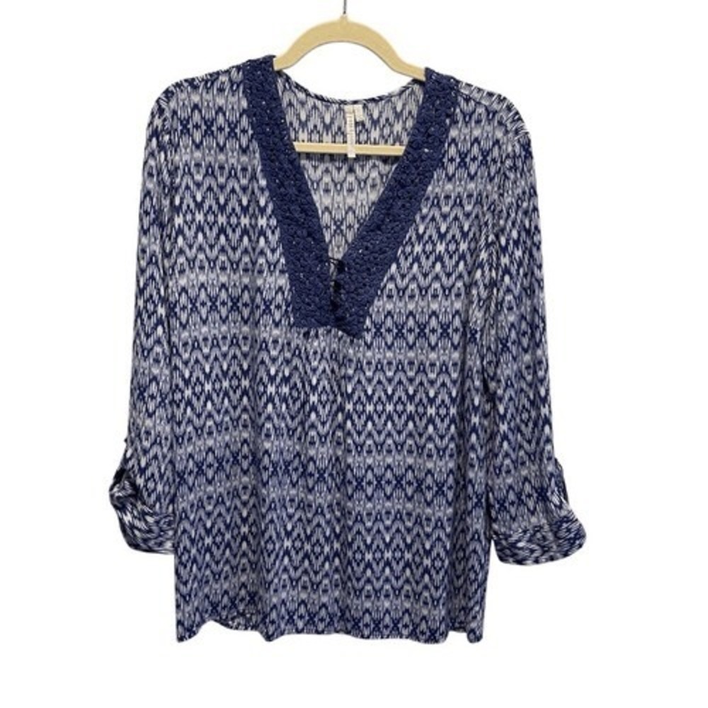 Grand & Greene Blue Ikat Tunic‎ Blouse L